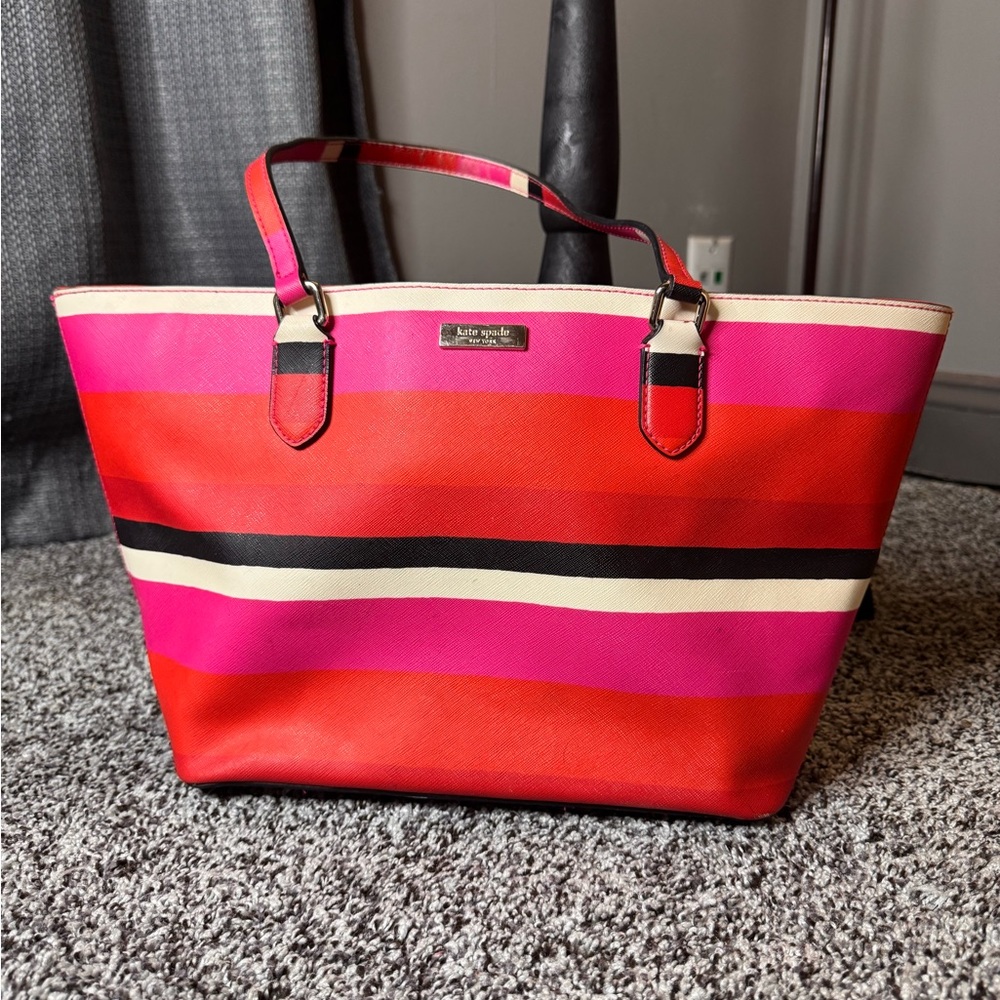 Kate Spade Vibrant Red and Pink Tote